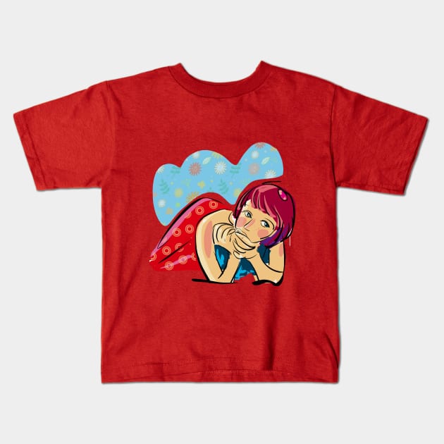 Cute Face Kids T-Shirt by florista_designs